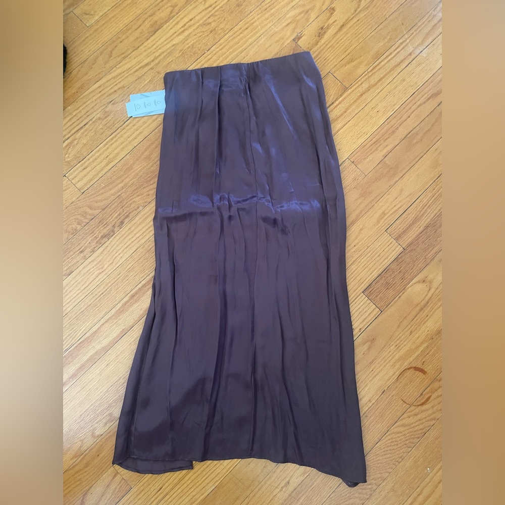 ZARA Silk Brown Midi Skirt NWT